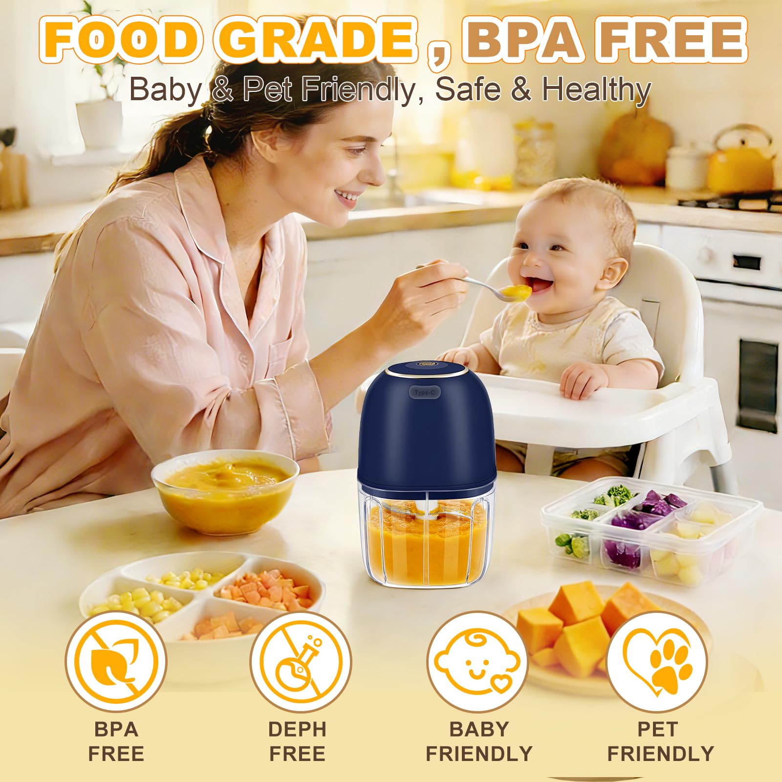Baby Food Chopper - Электрический измельчитель для чеснока, беспроводной мини-комбайн